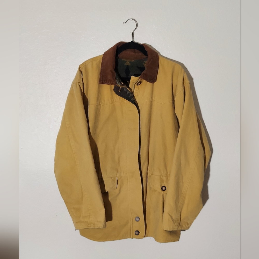 B.T. Limited Vtg Gold Blanket Lined Brown Corduroy Collared Full Zip Chore Coat
